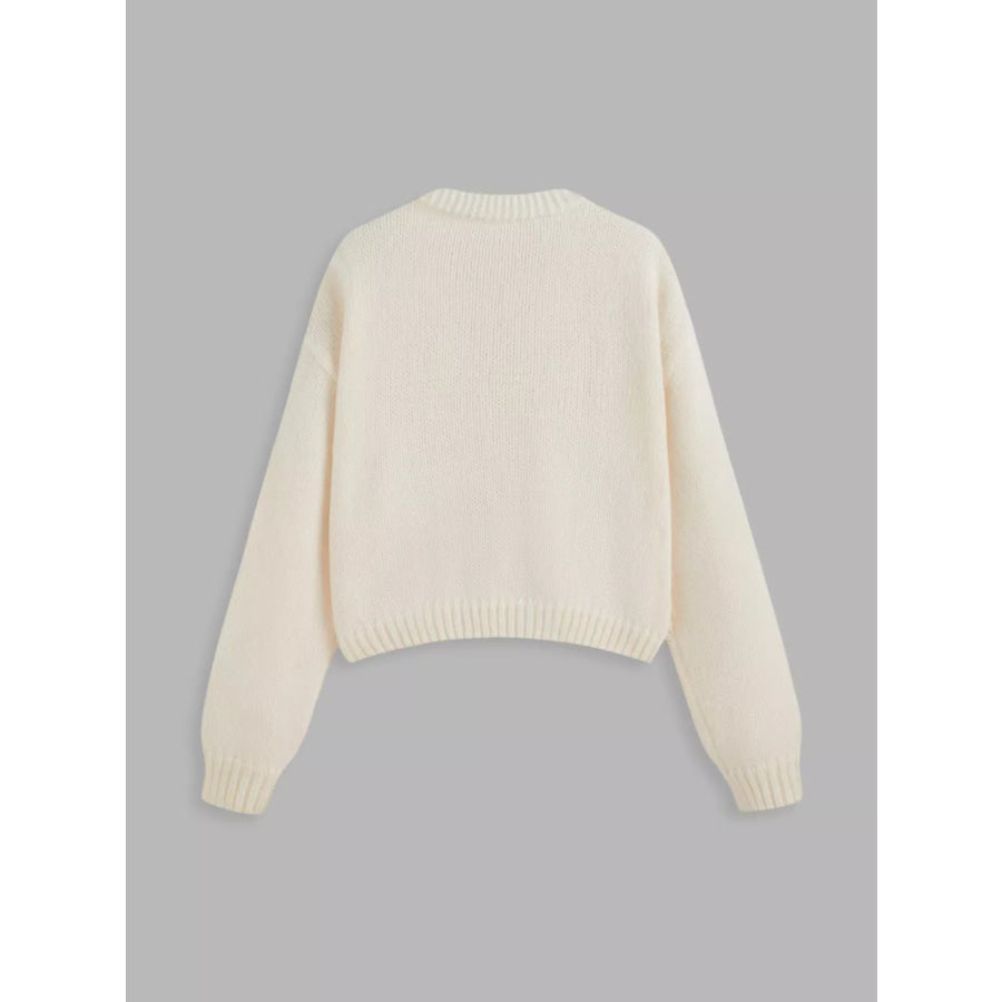Floral Applique V-Neck Knit Cardigan Apparel and Accessories