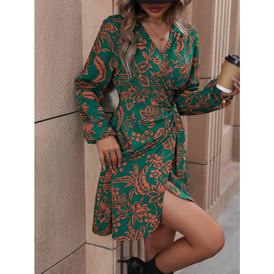 Floral Balloon Sleeve Mini Dress