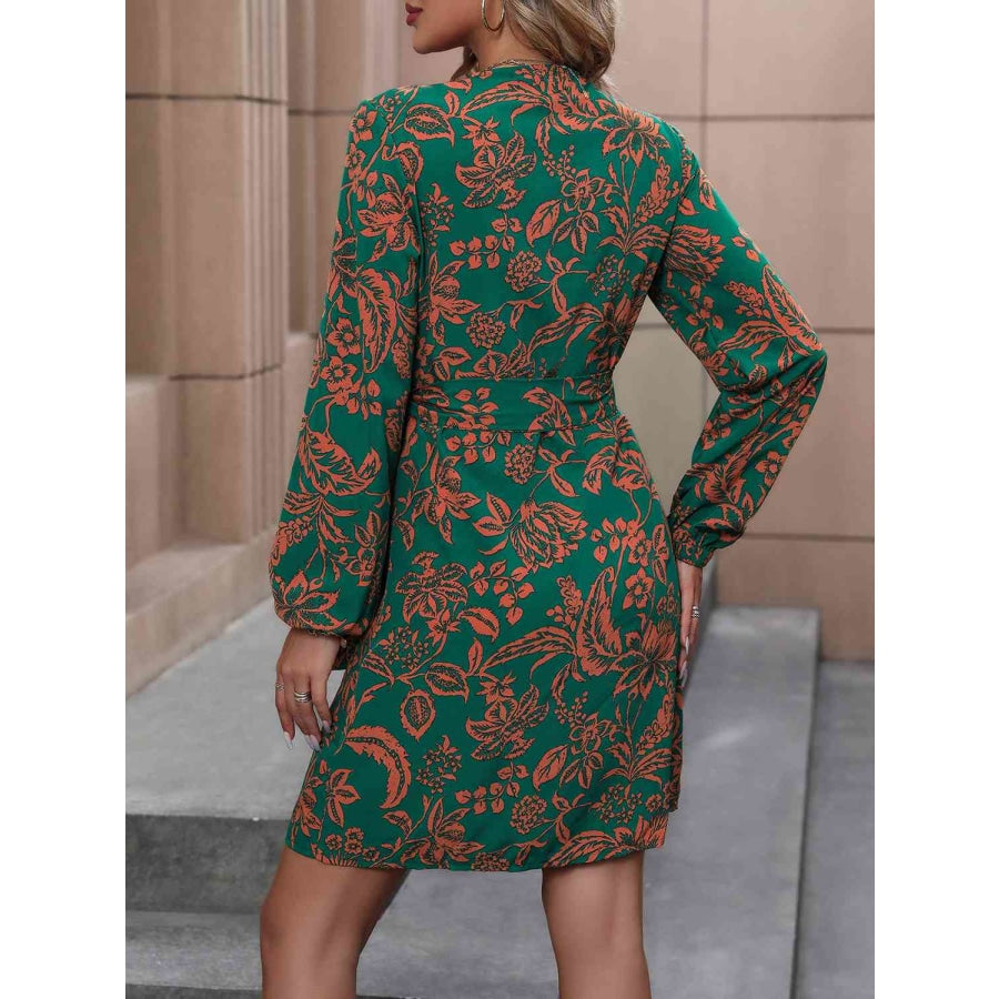 Floral Balloon Sleeve Mini Dress