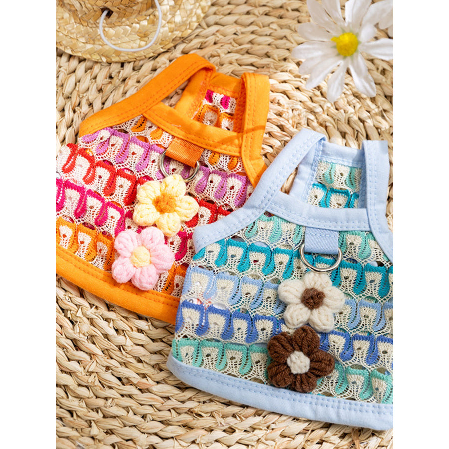 Floral Breathable Pet Top Light Blue / XS Apparel and Accessories