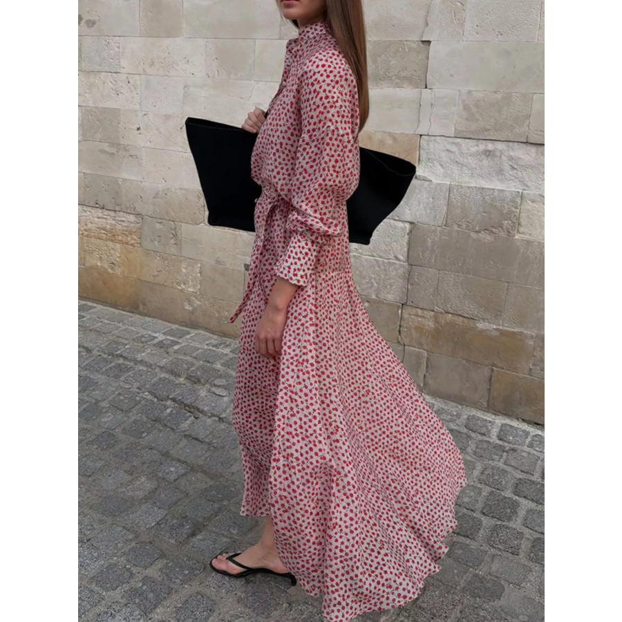 Floral Button Front Long Sleeve Dress Apparel and Accessories