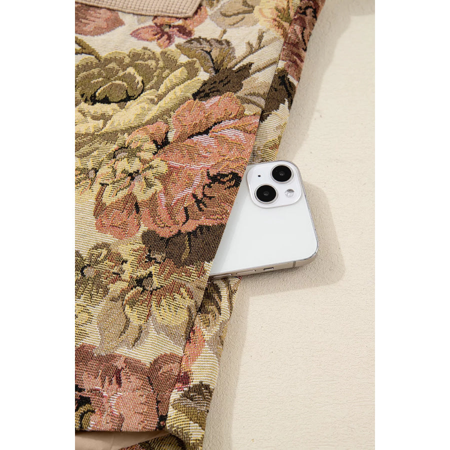 Floral Button Up Long Sleeve Shacket Apparel and Accessories
