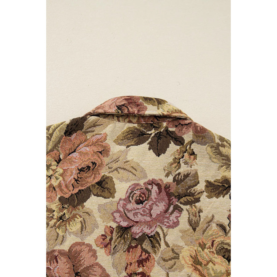 Floral Button Up Long Sleeve Shacket Apparel and Accessories