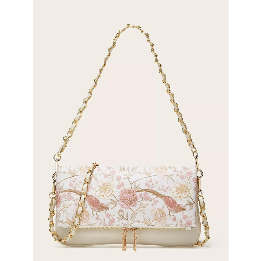 Floral Chain Shoulder Bag Blush Pink / ONESIZE Apparel and Accessories