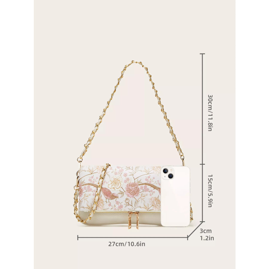 Floral Chain Shoulder Bag Blush Pink / ONESIZE Apparel and Accessories