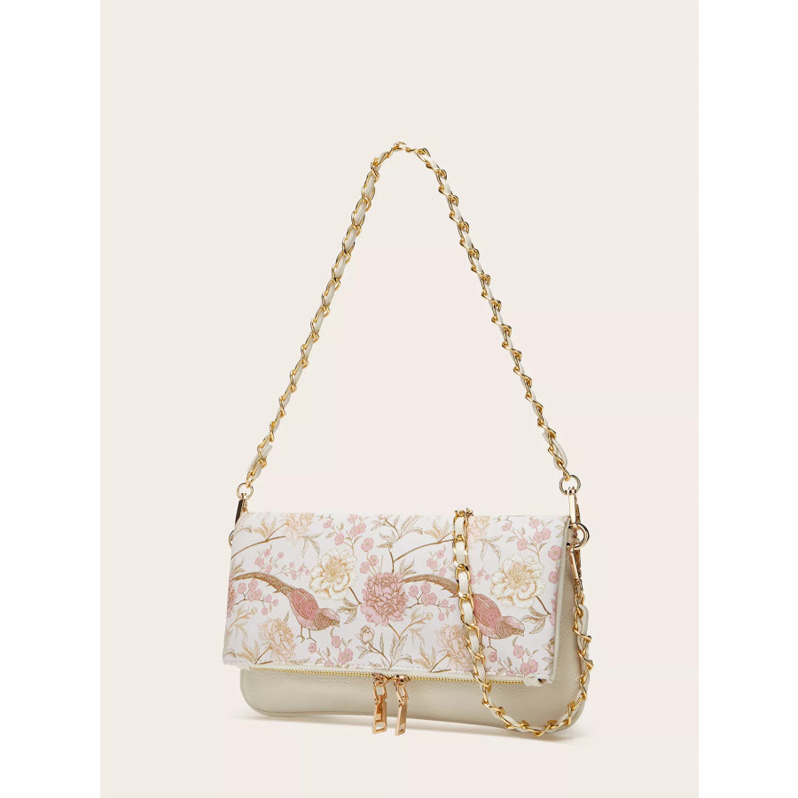 Floral Chain Shoulder Bag Blush Pink / ONESIZE Apparel and Accessories
