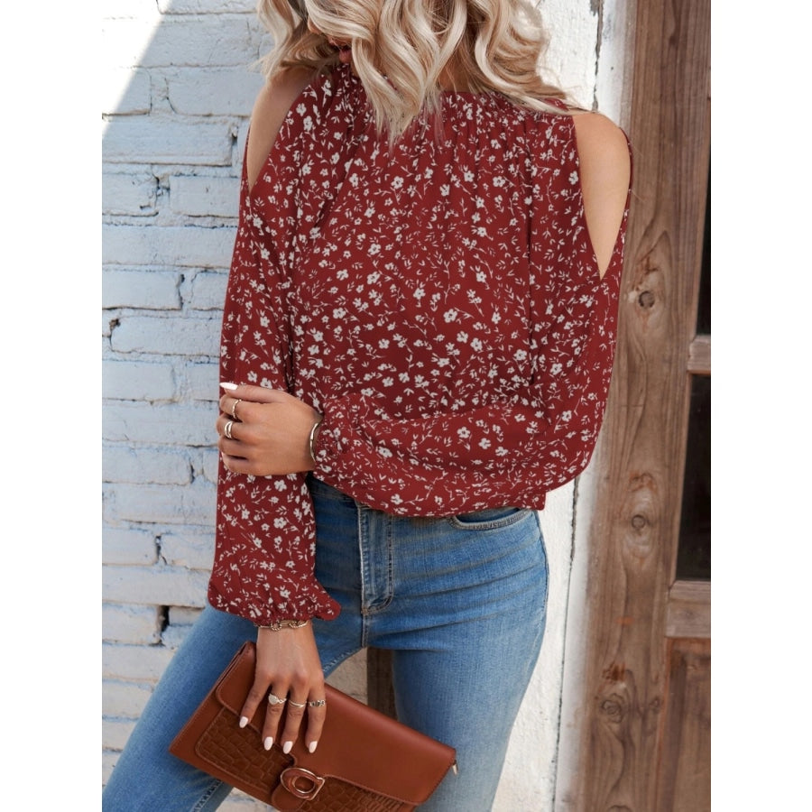 Floral Cold-Shoulder Blouse