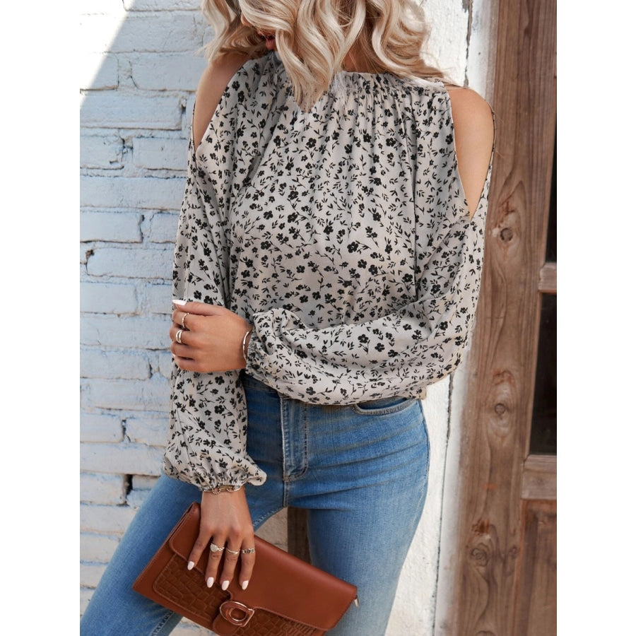 Floral Cold-Shoulder Blouse