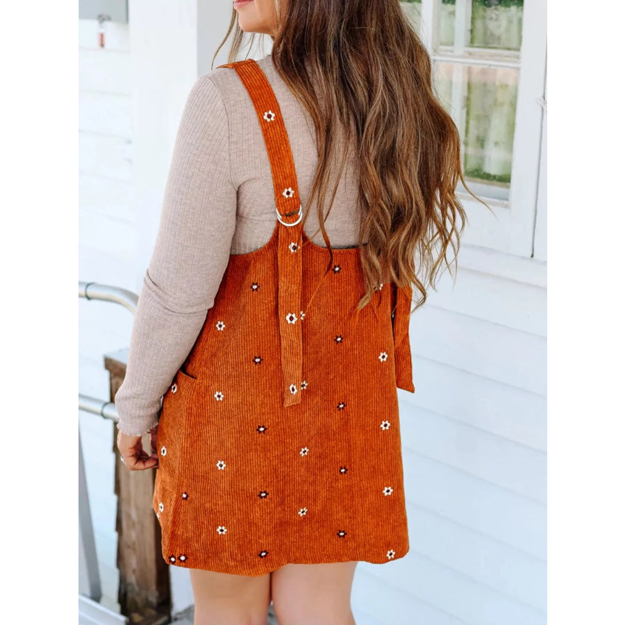 Floral Corduroy Overall Dress Apparel and Accessories