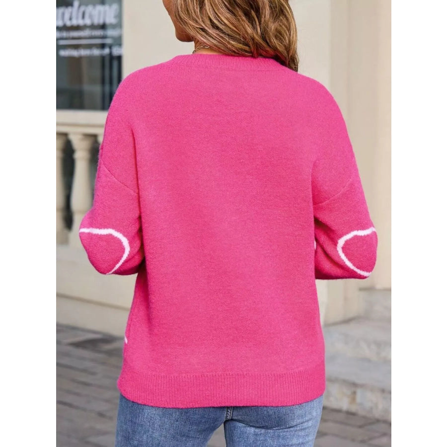 Floral Crew Neck Long Sleeve Sweater Apparel and Accessories