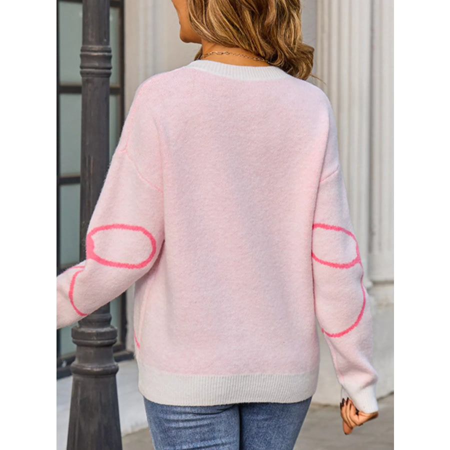 Floral Crew Neck Long Sleeve Sweater Apparel and Accessories