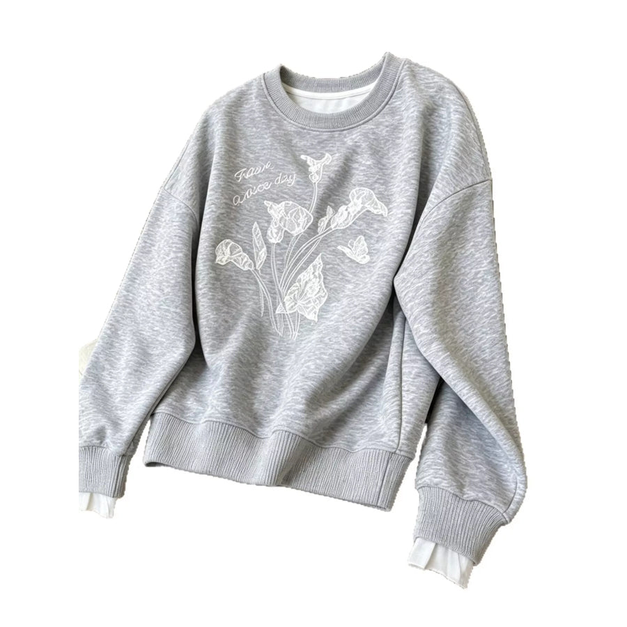 Floral Crew Neck Sweatshirt Apparel and Accessories