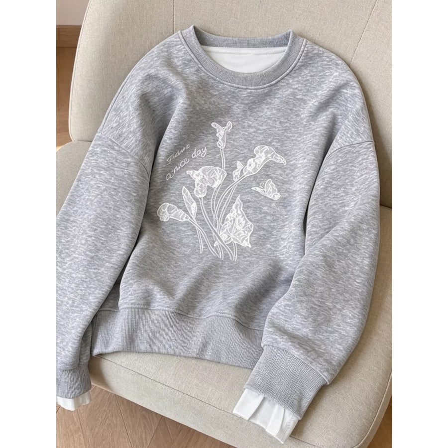 Floral Crew Neck Sweatshirt Apparel and Accessories