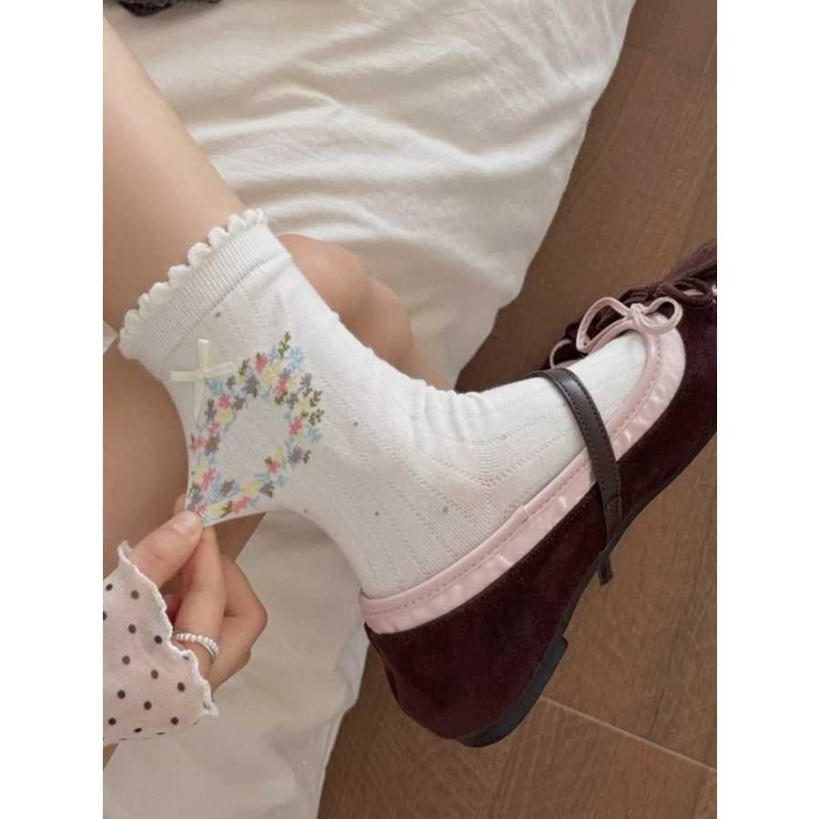Floral Crew Socks Apparel and Accessories