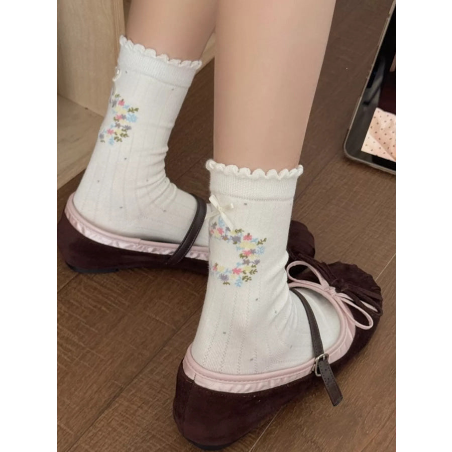Floral Crew Socks Apparel and Accessories