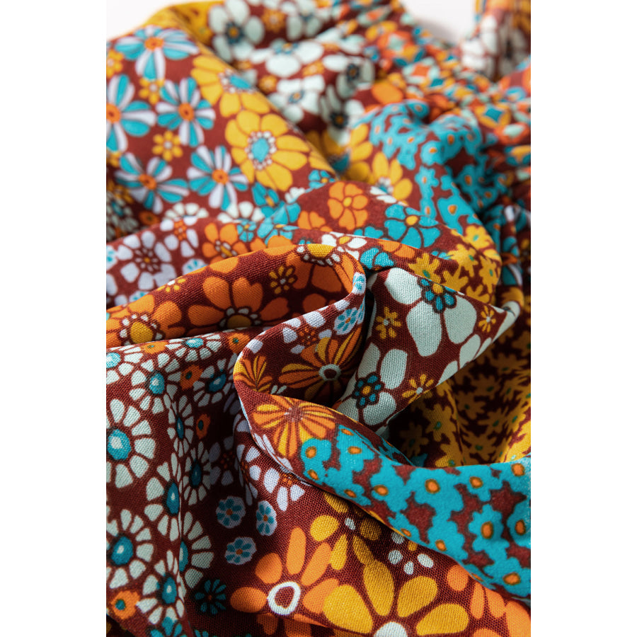 Floral Crisscross Strap Wide Leg Overalls Apparel and Accessories