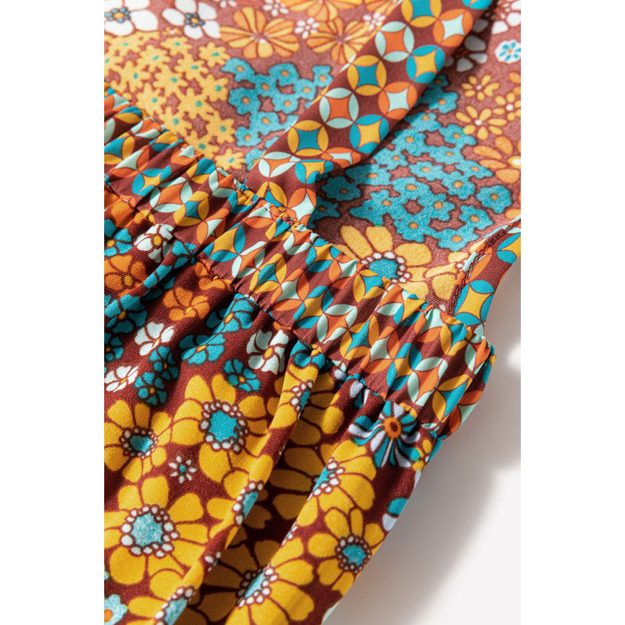 Floral Crisscross Strap Wide Leg Overalls Apparel and Accessories