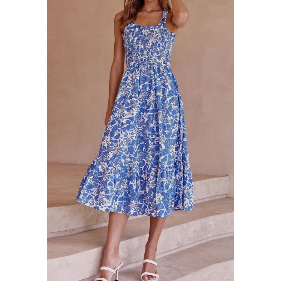 Floral Crisscross Tie Back Midi Dress