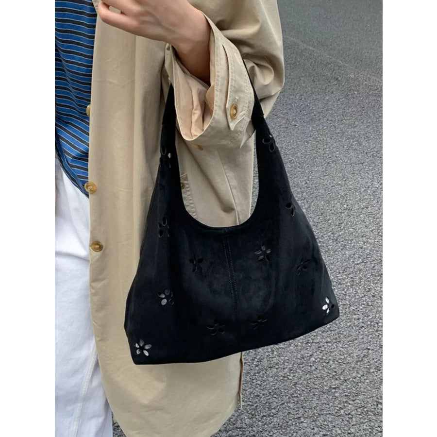 Floral Cut-out Hobo Shoulder Bag Black / onesize Apparel and Accessories