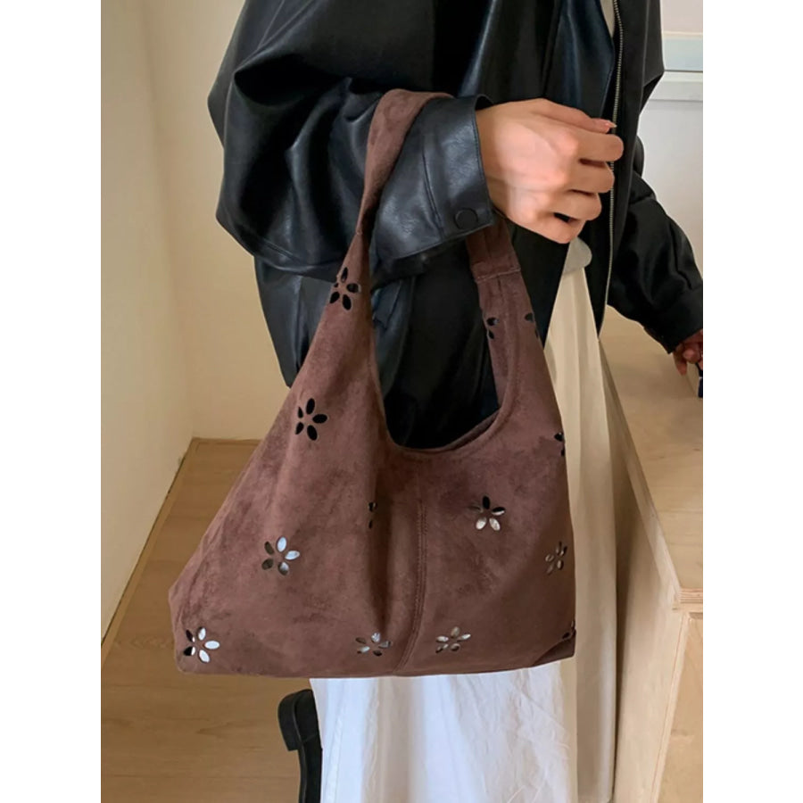 Floral Cut-out Hobo Shoulder Bag Brown / onesize Apparel and Accessories