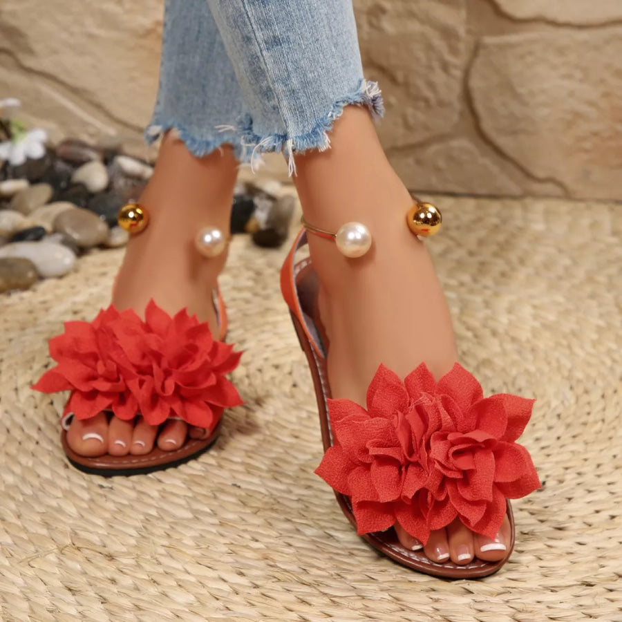 Floral Decor Flat Sandals Apparel and Accessories
