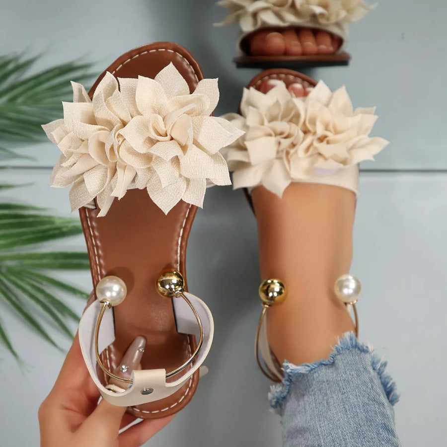 Floral Decor Flat Sandals Apparel and Accessories