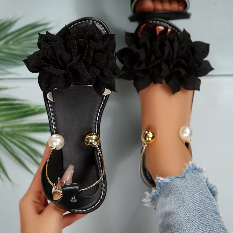 Floral Decor Flat Sandals Apparel and Accessories