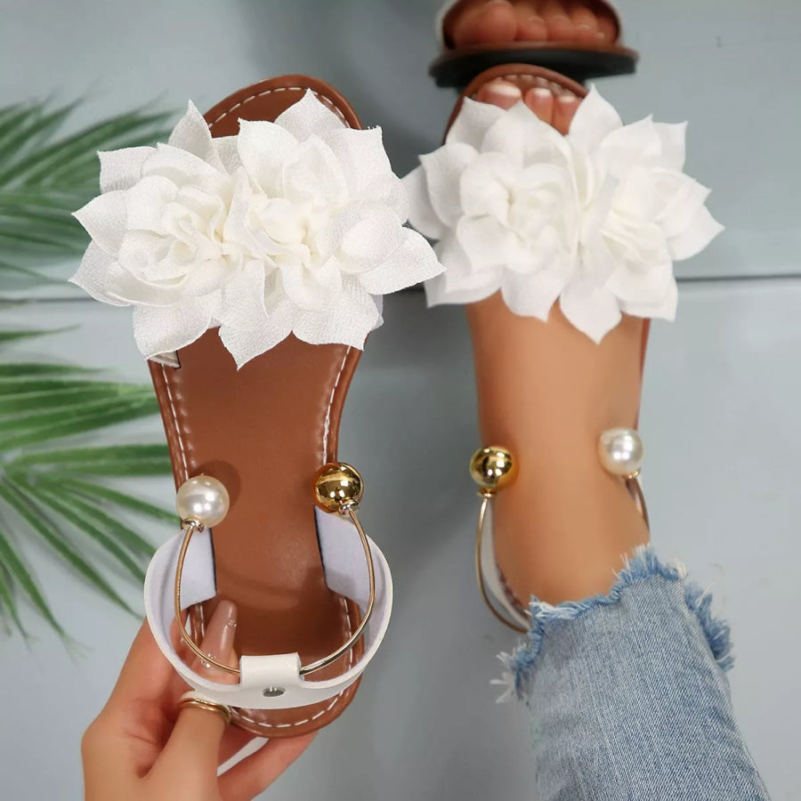 Floral Decor Flat Sandals Apparel and Accessories