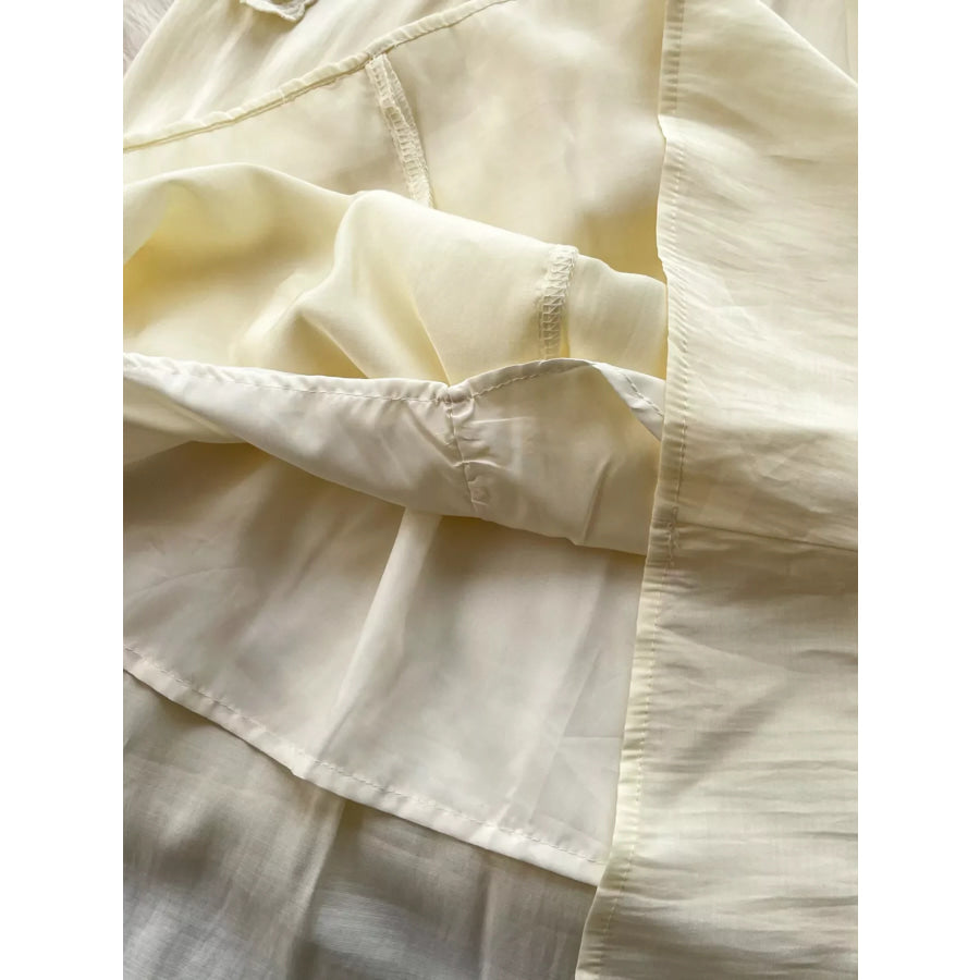 Floral Decor Tie Waist Puff Sleeve Dress Apparel and Accessories