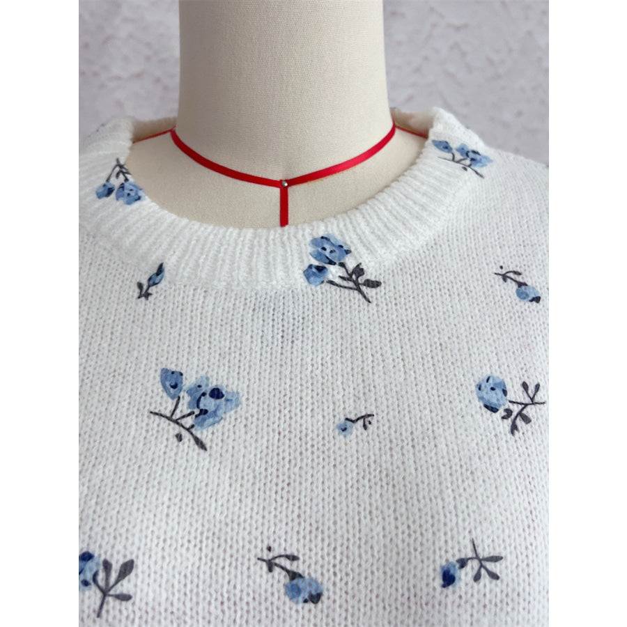 Floral Dropped Shoulder Oversized Sweater Apparel and Accessories