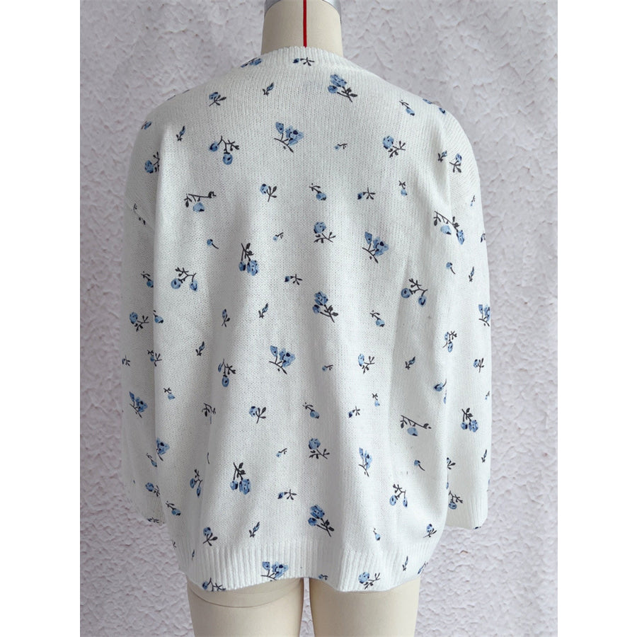 Floral Dropped Shoulder Oversized Sweater Apparel and Accessories