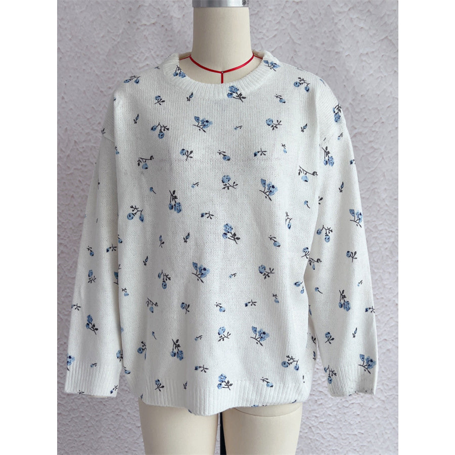 Floral Dropped Shoulder Oversized Sweater Apparel and Accessories