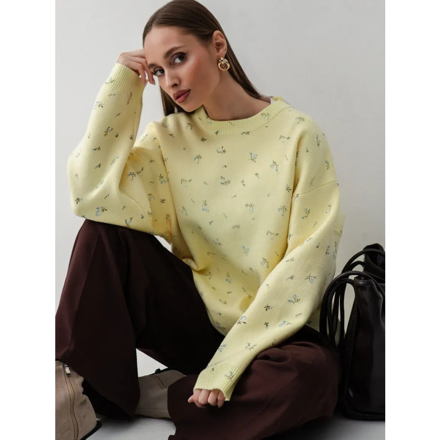 Floral Dropped Shoulder Oversized Sweater Apparel and Accessories