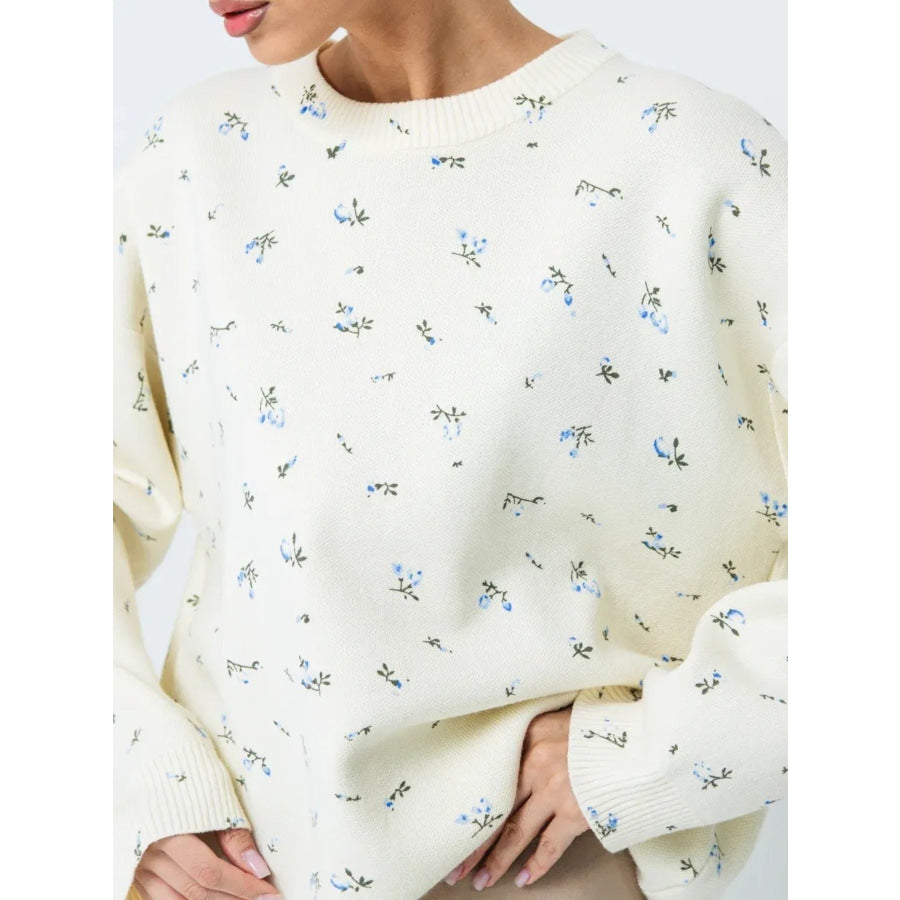 Floral Dropped Shoulder Oversized Sweater Apparel and Accessories