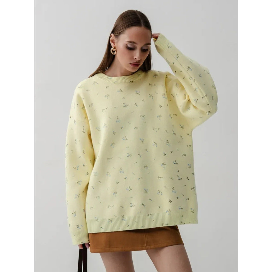 Floral Dropped Shoulder Oversized Sweater Apparel and Accessories