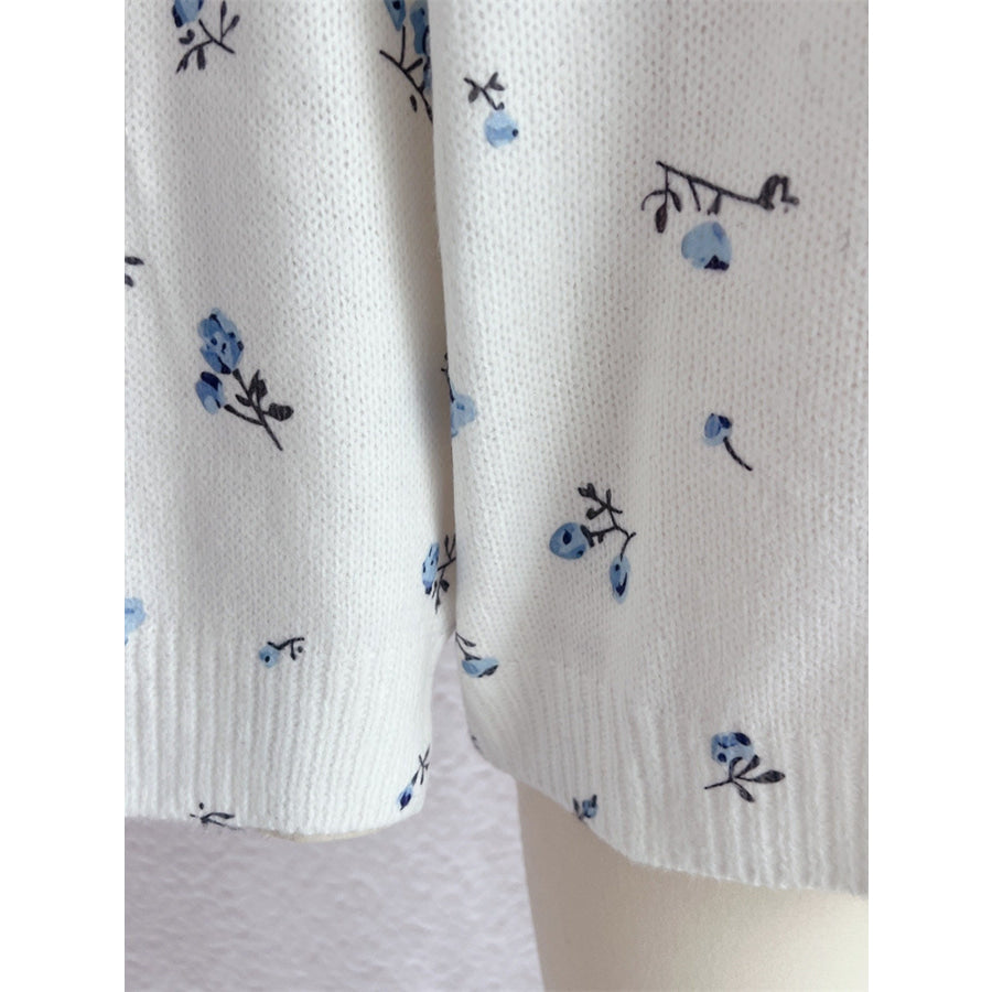Floral Dropped Shoulder Oversized Sweater Apparel and Accessories
