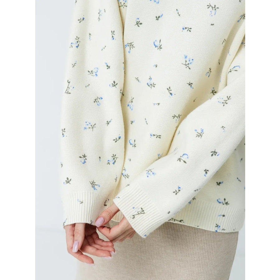 Floral Dropped Shoulder Oversized Sweater Apparel and Accessories