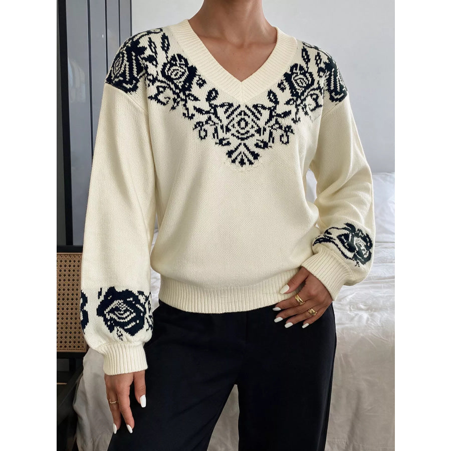 Floral Dropped Shoulder Sweater Apparel and Accessories
