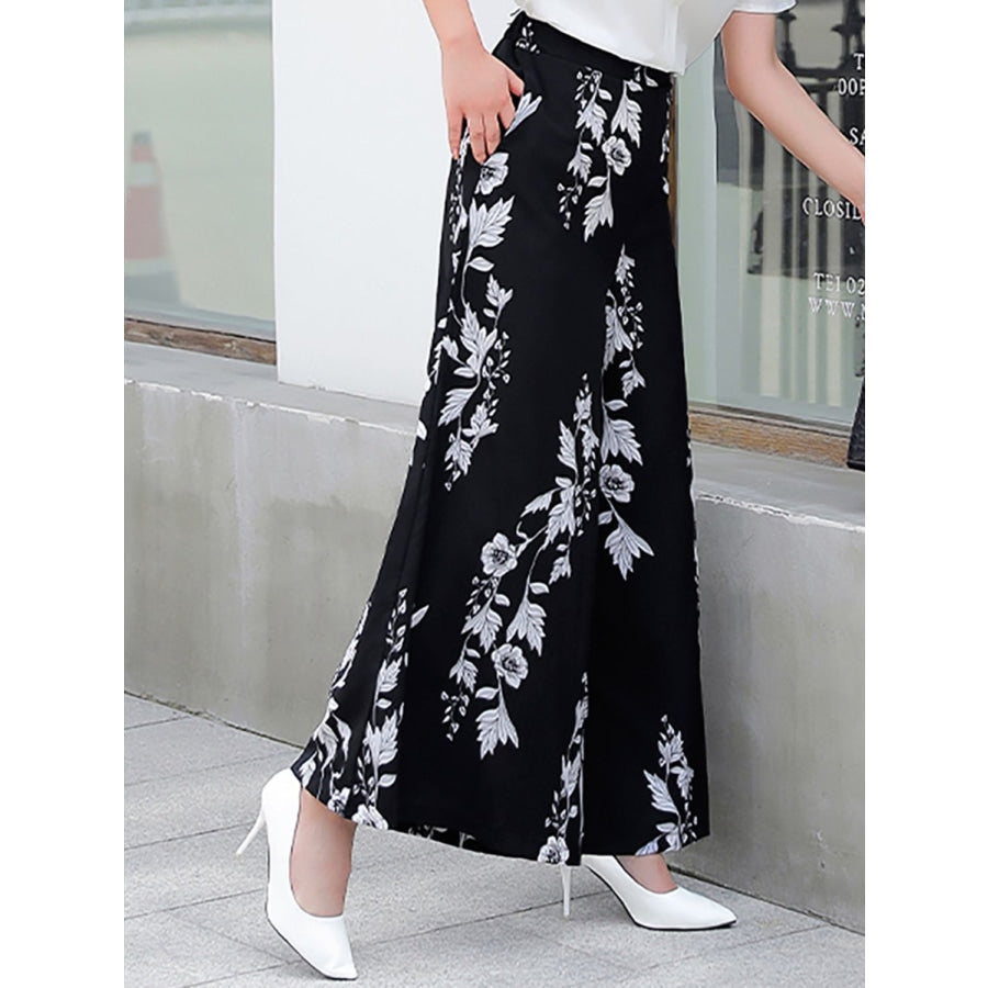 Floral Elastic Waist Culottes