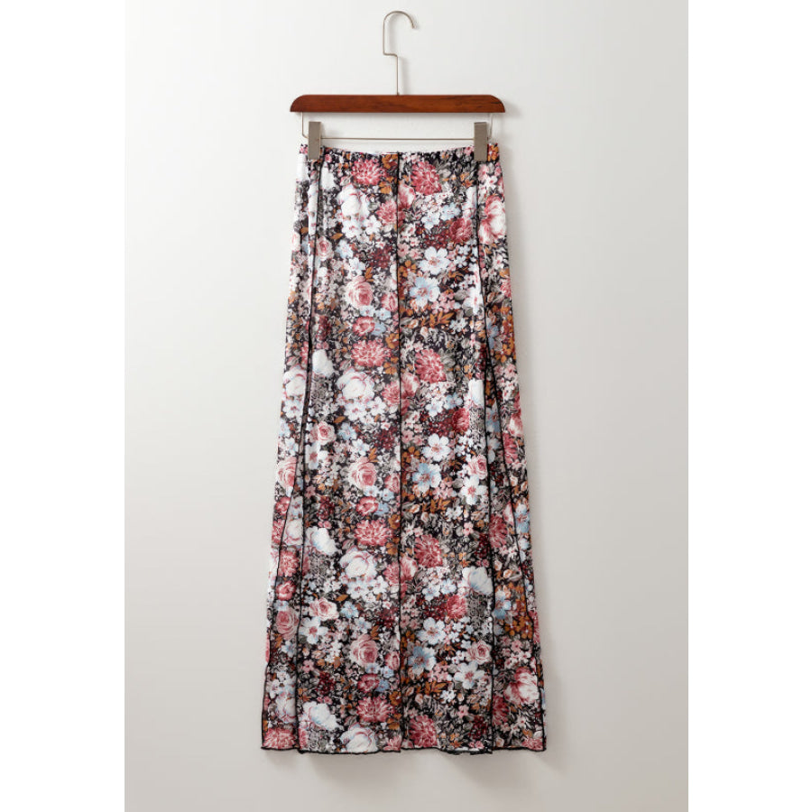 Floral Elastic Waist Maxi Skirt Apparel and Accessories