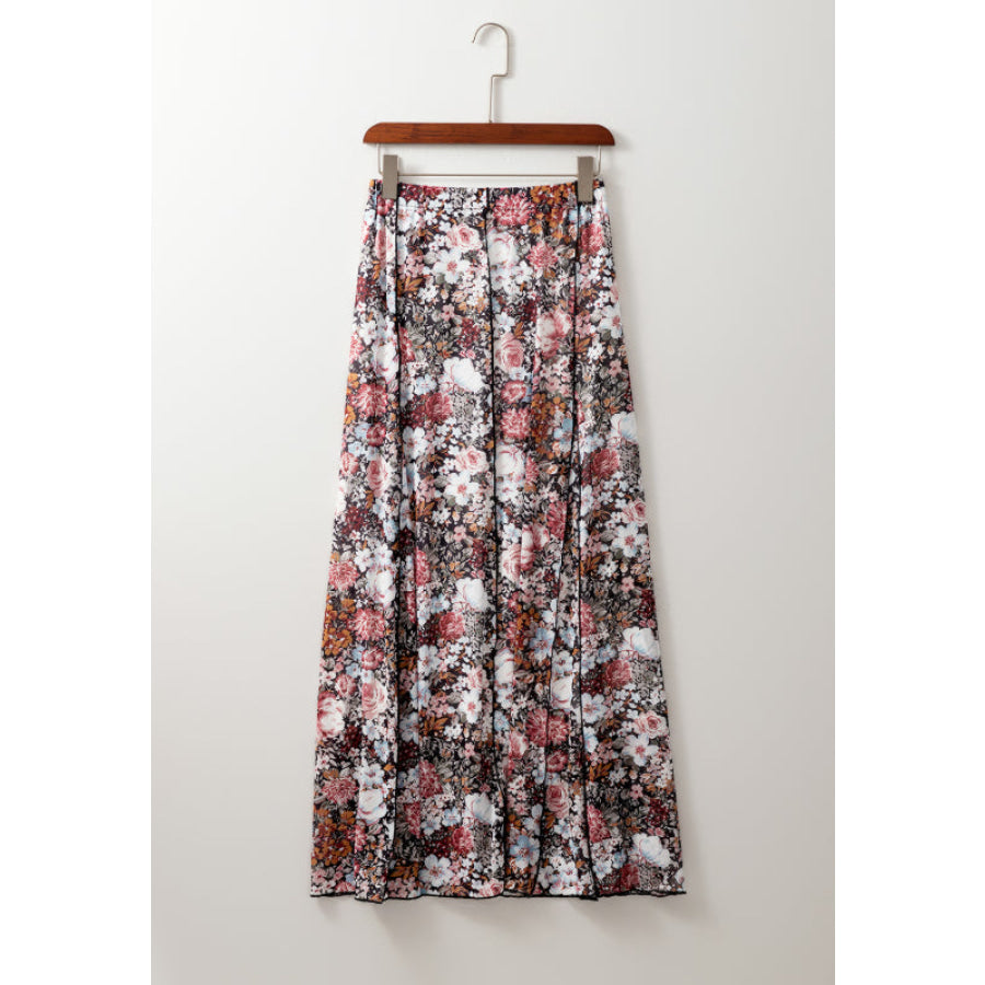 Floral Elastic Waist Maxi Skirt Apparel and Accessories