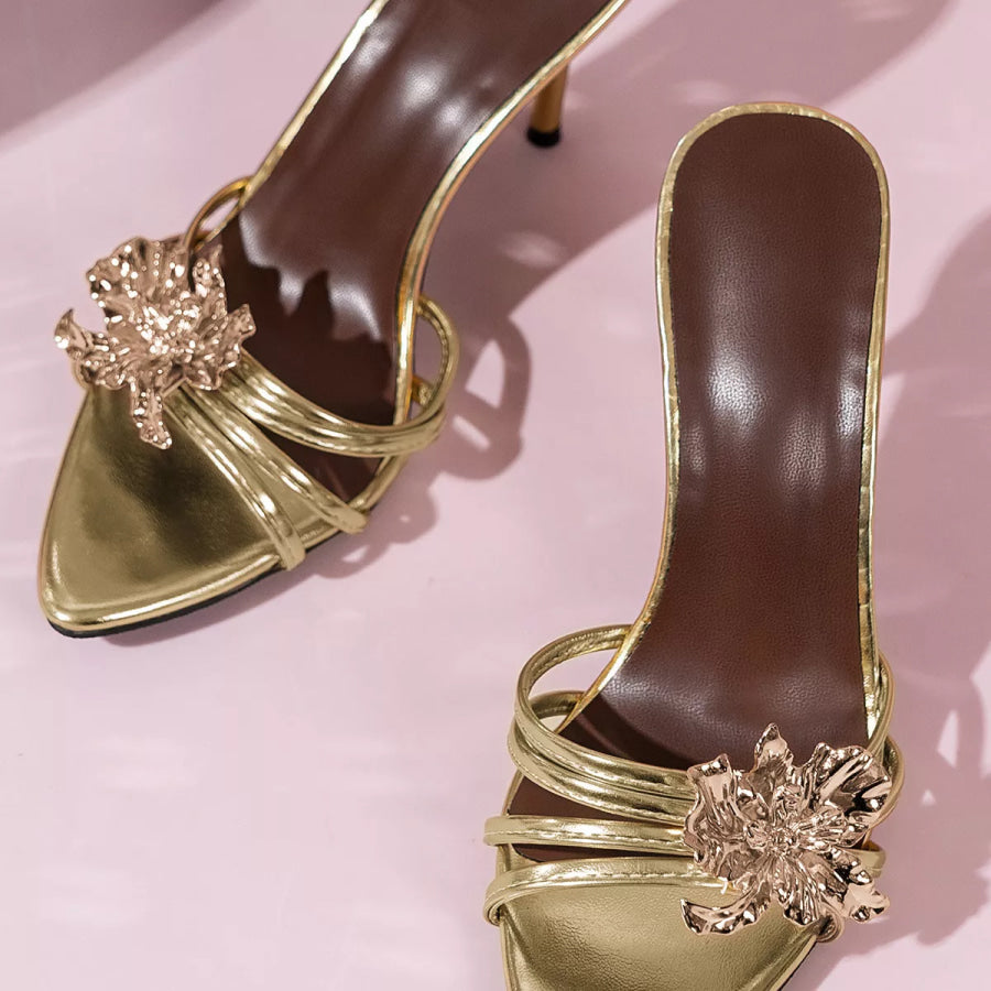 Floral Embellished High Heel Sandals Apparel and Accessories