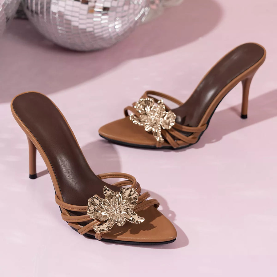 Floral Embellished High Heel Sandals Apparel and Accessories