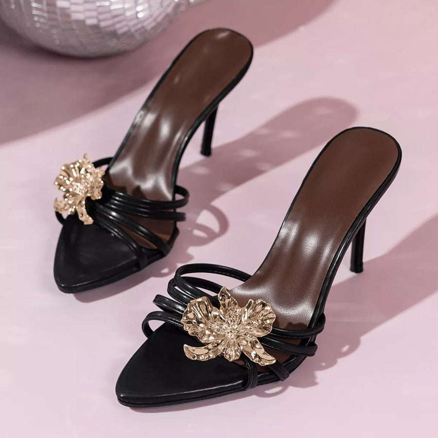 Floral Embellished High Heel Sandals Apparel and Accessories