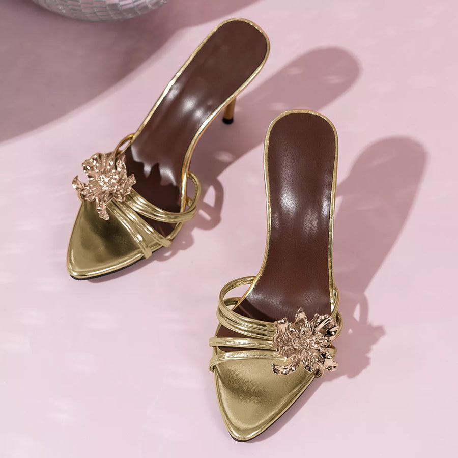 Floral Embellished High Heel Sandals Apparel and Accessories