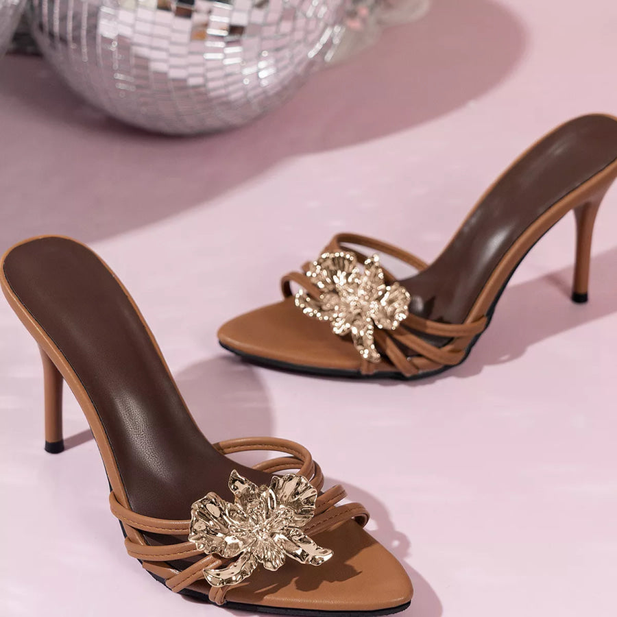 Floral Embellished High Heel Sandals Apparel and Accessories