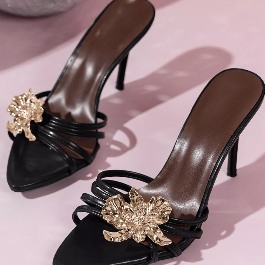 Floral Embellished High Heel Sandals Apparel and Accessories