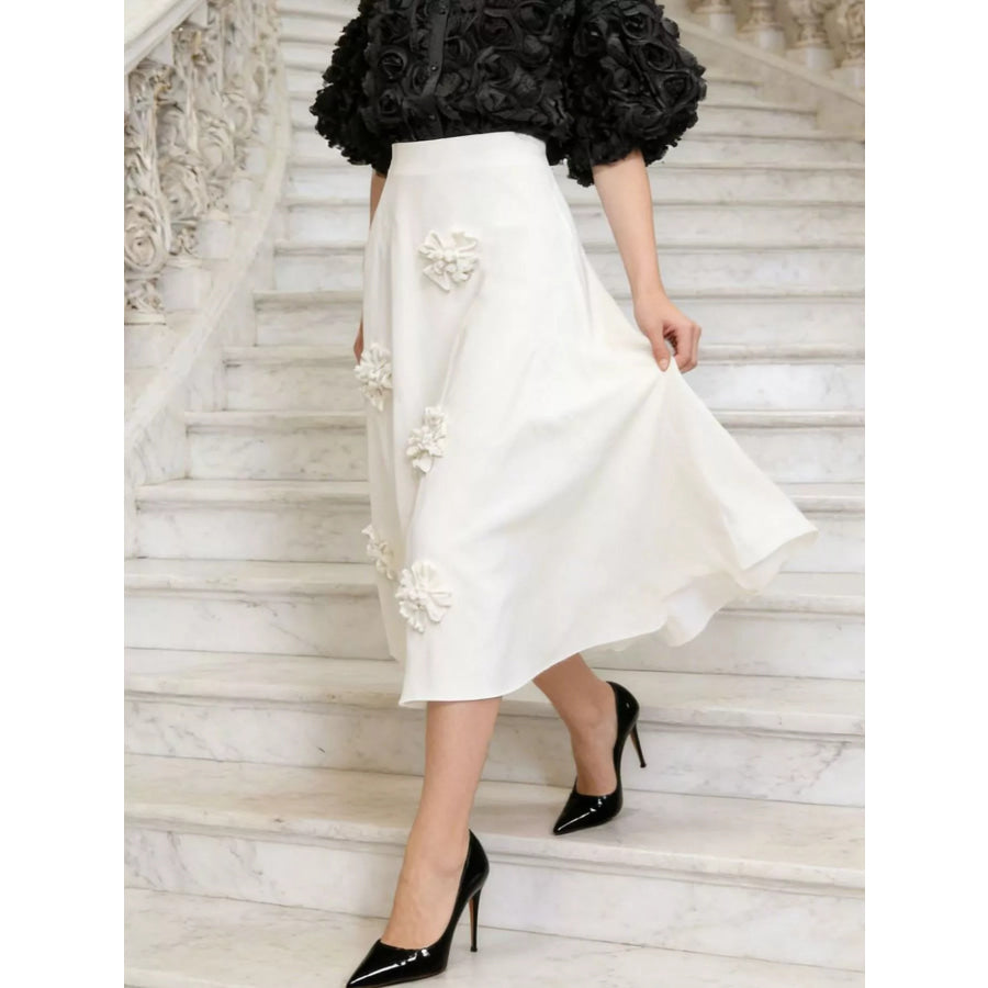 Floral Embellished Midi Skirt Apparel and Accessories