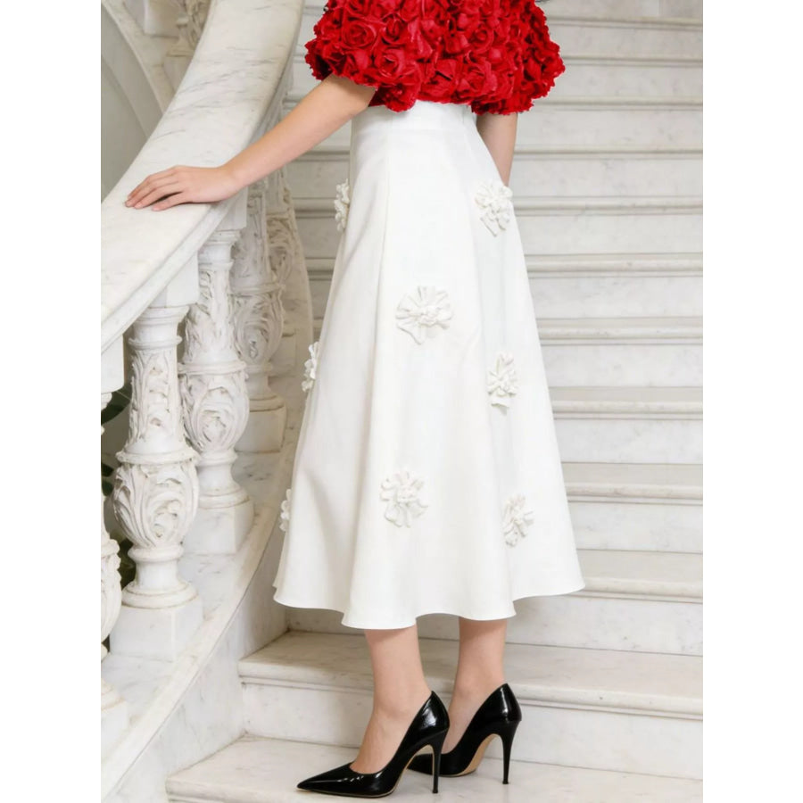 Floral Embellished Midi Skirt Apparel and Accessories