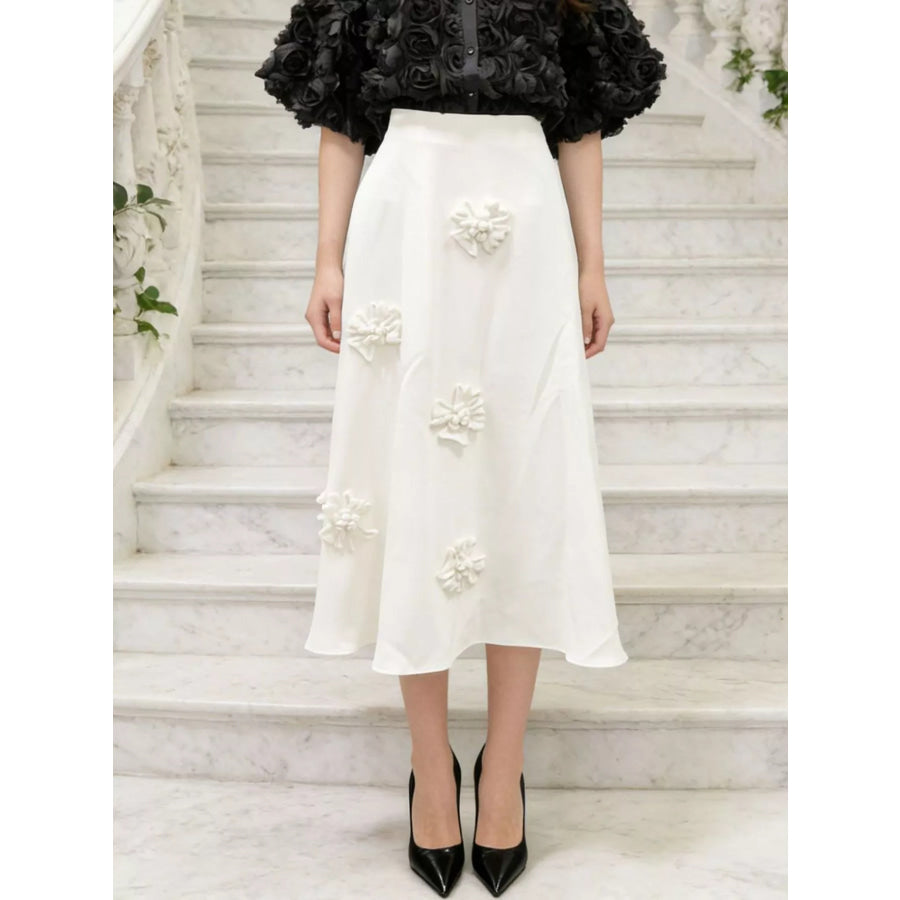Floral Embellished Midi Skirt Apparel and Accessories